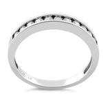 Solid 14K White Gold Clear Round Cut CZ Band Ring