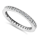 Solid 14K White Gold Clear Round Cut CZ Eternity Band Ring