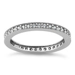 Solid 14K White Gold Clear Round Cut CZ Eternity Band Ring