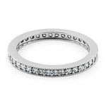 Solid 14K White Gold Clear Round Cut CZ Eternity Band Ring