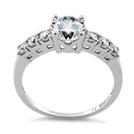 Solid 14K White Gold Eloquent Clear Round Cut Engagement CZ Ring