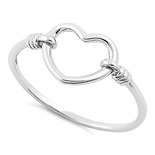 Solid 14K White Gold Heart Ring