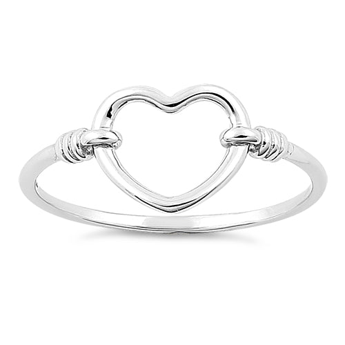Solid 14K White Gold Heart Ring