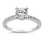 Solid 14K White Gold Majestic Clear Round Cut Engagement CZ Ring