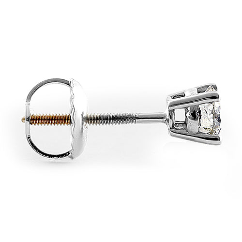 Solid 14K White Gold Round .40 ct. Diamond Earrings