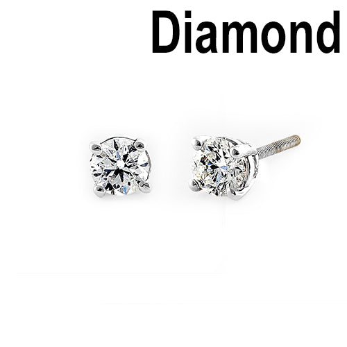 Solid 14K White Gold Round .40 ct. Diamond Earrings