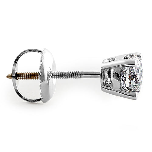 Solid 14K White Gold Round .62 ct. Diamond Earrings