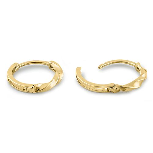 Solid 14K Yellow Gold 1.7mm x 13mm Twist Hoop Earrings