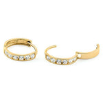 Solid 14K Yellow Gold 2 x 11mm Round CZ Hoop Earrings