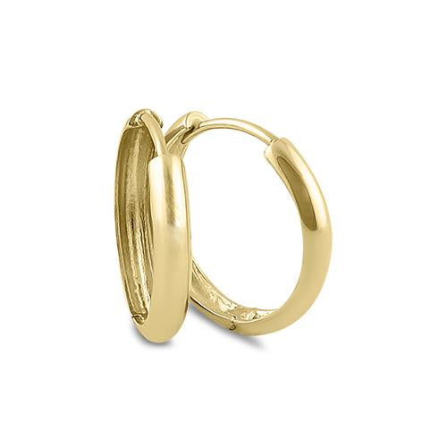 Solid 14K Yellow Gold 3 x 12mm Hoop Earrings