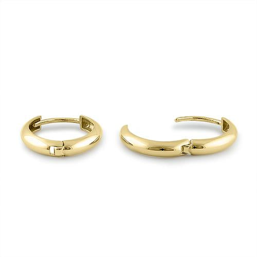 Solid 14K Yellow Gold 3 x 12mm Hoop Earrings