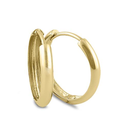 Solid 14K Yellow Gold 3 x 14mm Hoop Earrings