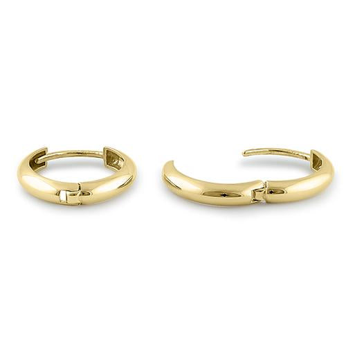 Solid 14K Yellow Gold 3 x 14mm Hoop Earrings