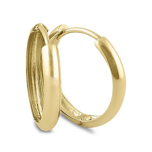 Solid 14K Yellow Gold 3 x 16mm Hoop Earrings