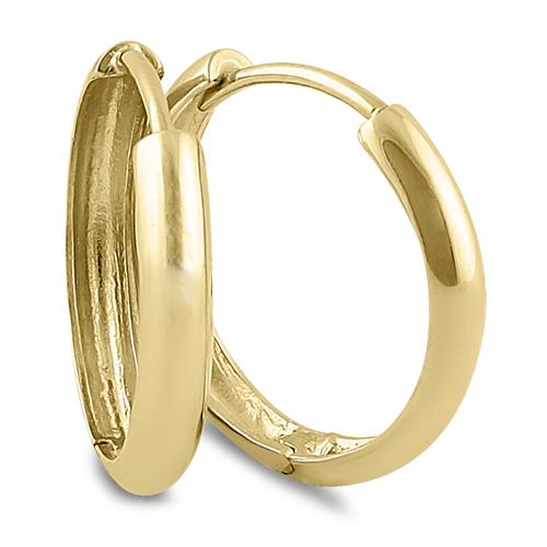 Solid 14K Yellow Gold 3 x 18mm Hoop Earrings