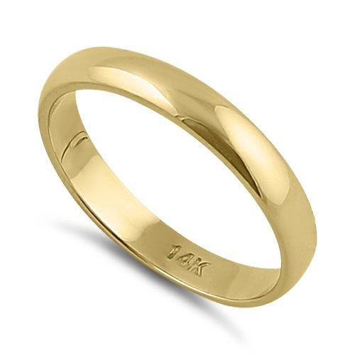 Solid 14K Yellow Gold 3mm Plain Wedding Band