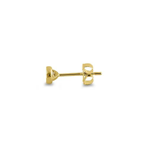 Solid 14K Yellow Gold 3mm Round CZ Beaded Stud Earrings
