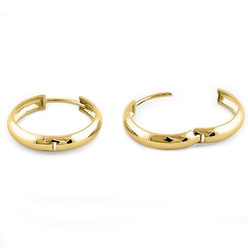 Solid 14K Yellow Gold 4mm x 16mm Plain Hoop Earrings