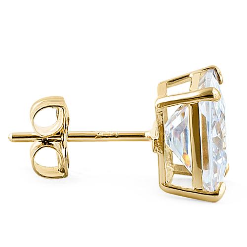 2.48 ct Solid 14K Yellow Gold 6mm Princess Cut Clear CZ Earrings
