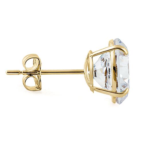 4.08 ct Solid 14K Yellow Gold 8mm Round Cut Clear CZ Earrings