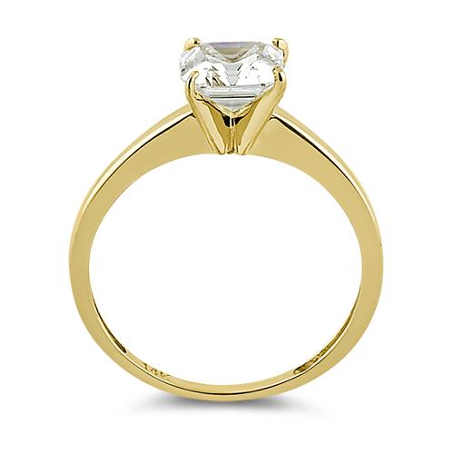 Solid 14K Yellow Gold Asscher 6.5mm Clear CZ Engagement Ring