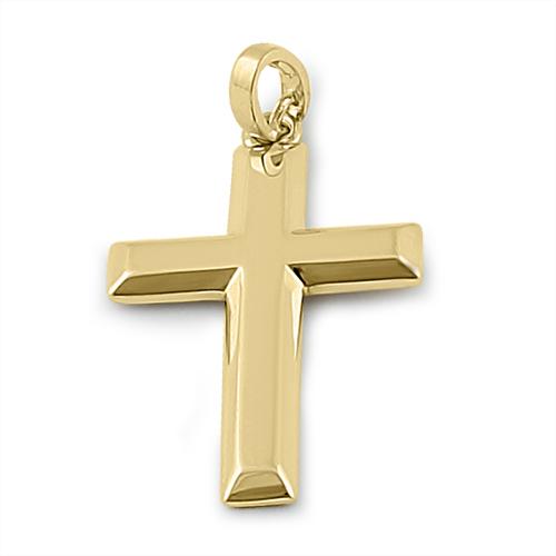 Solid 14K Yellow Gold Bold Cross Pendant