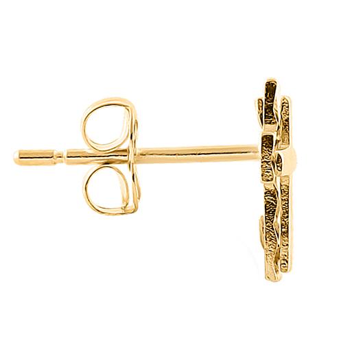 Solid 14K Yellow Gold Cross Earrings