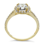 Solid 14K Yellow Gold Cushion Halo Engagement Clear CZ Ring