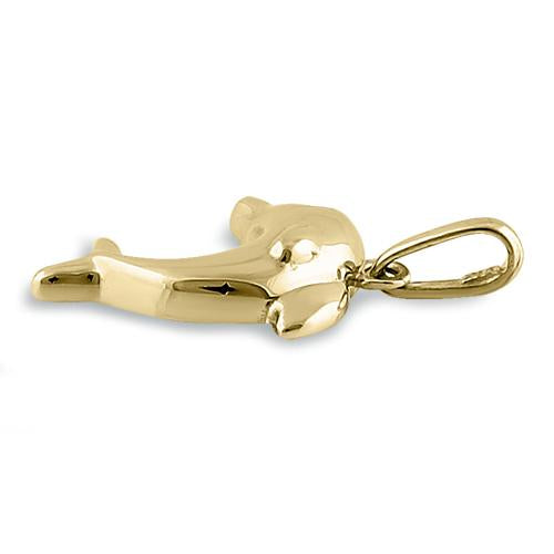 Solid 14K Yellow Gold Dolphin Pendant