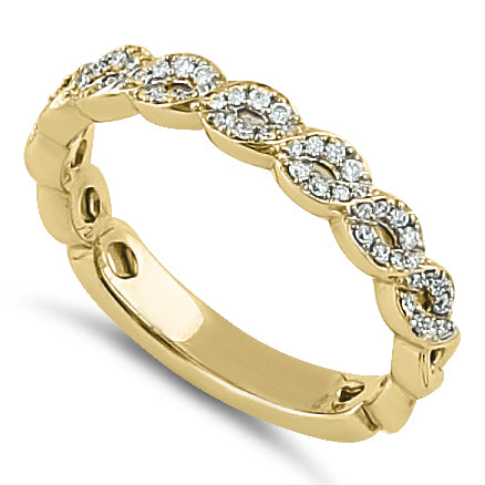 Solid 14K Yellow Gold Elegant Twist  0.10 ct. Diamond Band