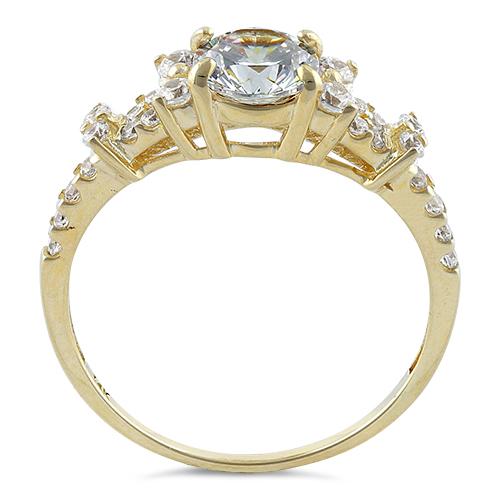Solid 14K Yellow Gold Engagement Round Clear CZ Ring