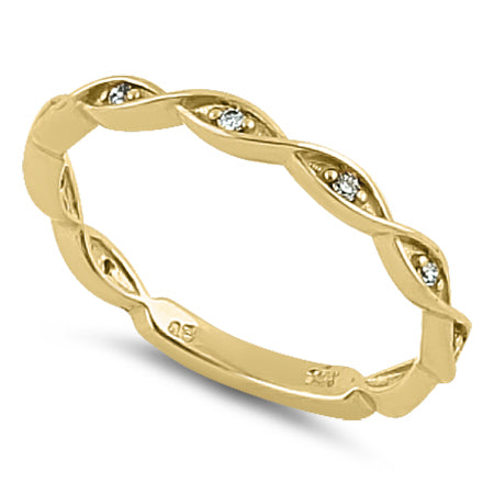 Solid 14K Yellow Gold Eternity Twist  0.10 ct. Diamond Ring