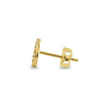 Solid 14K Yellow Gold Half CZ Heart Stud Earrings