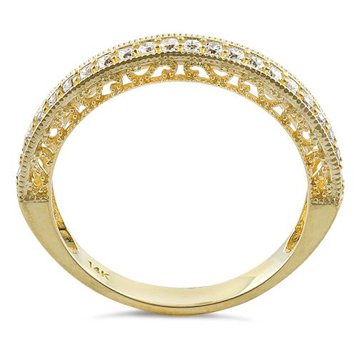 Solid 14K Yellow Gold Half Eternity Clear CZ Ring