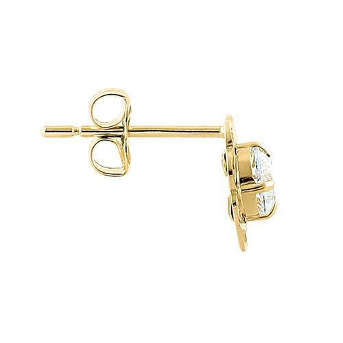 Solid 14K Yellow Gold Infinity Flower Clear CZ Earrings