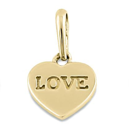 Solid 14K Yellow Gold "Love" Heart Pendant