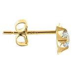 Solid 14K Yellow Gold Pinwheel Flower Clear CZ Earrings