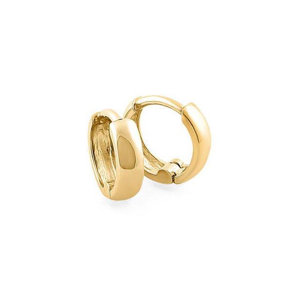 Solid 14K Yellow Gold Plain Hoop Earrings