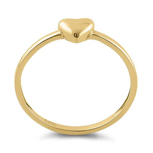 Solid 14K Yellow Gold Puffy Heart Ring