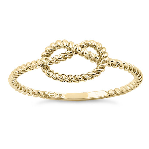 Solid 14K Yellow Gold Rope Knot Ring