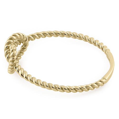Solid 14K Yellow Gold Rope Knot Ring