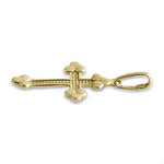 Solid 14K Yellow Gold Rustic Cross Pendant