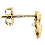 Solid 14K Yellow Gold Simple Flower Clear CZ Earrings