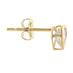 Solid 14K Yellow Gold 4mm Heart Cut Clear CZ Earrings