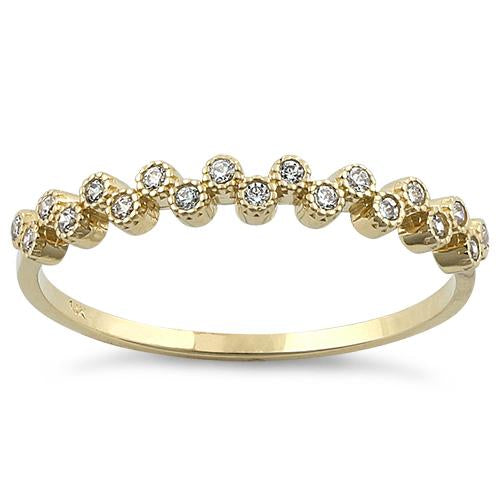 Solid 14K Yellow Gold Thin Classic Round Clear CZ Ring