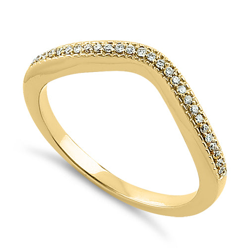 Solid 14K Yellow Gold V-Shaped 0.10 ct. Diamond Ring