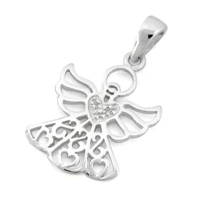 Sterling Silver Angel hearts CZ Pendant