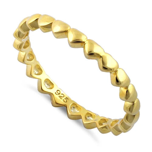 Sterling Silver Gold Plated Tiny Hearts Eternity Ring