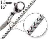 Stainless Steel 16" Box Chain Necklace 1.5 MM