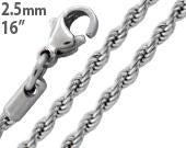Stainless Steel 16" Rope Chain Necklace 2.5 MM